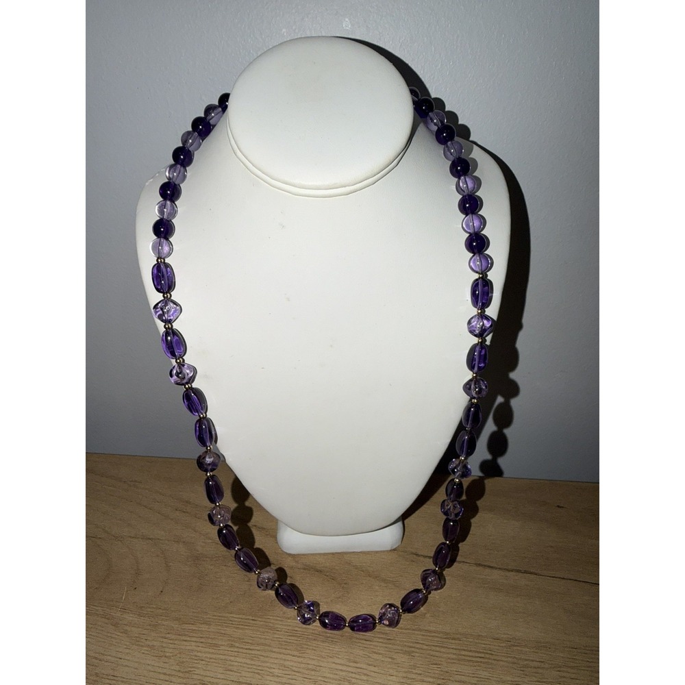 Vintage Signed Trifari Blue &Purple Beaded Necklace